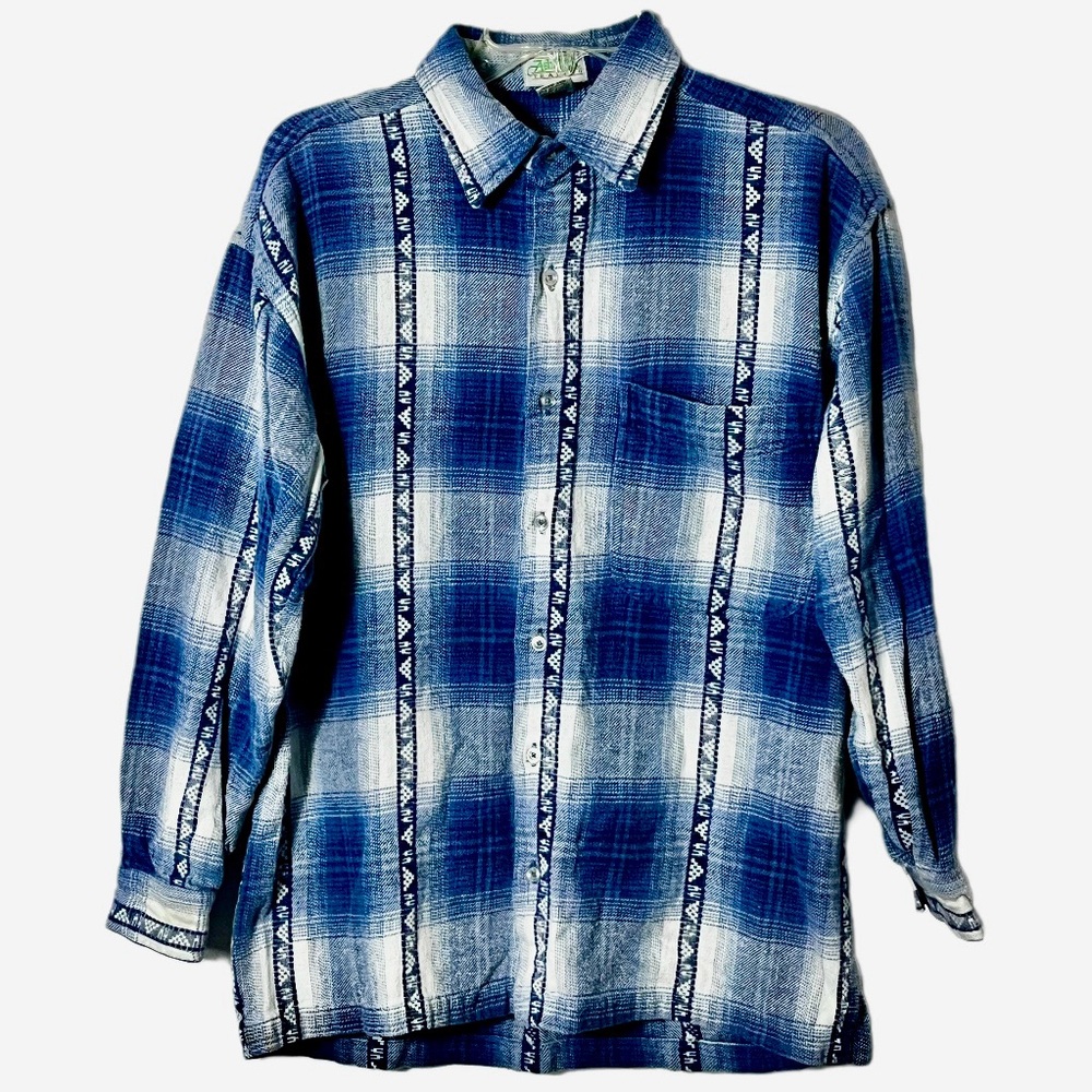 ASH CREEK Men’s 100% Cotton Aztec Western Flannel Shirt Sz M Country Cowboy Boho - Picture 1 of 5